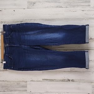 NYDJ Rapture dark wash cuffed crop denim blue jeans Lift Tuck technology Size 12